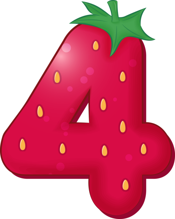 Strawberry Alphabet Number 4 18824790 PNG