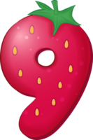 Erdbeeralphabet Nummer 9 png