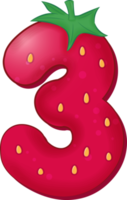 alfabeto de morango número 3 png