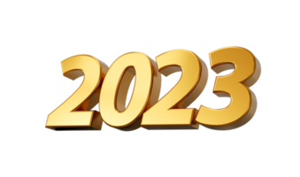 2023 3d realistisches gold frohes neues jahr 2023 grußkarte isoliert 3d illustration png