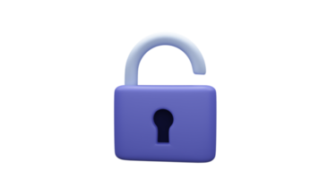 3D render of Padlock Lock icon simple illustration on pastel background. Minimal concept png