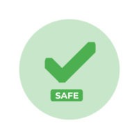 green check mark button with safe text png