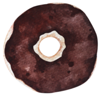 aquarelldonut mit bunten streuseln. schokoladen donut.dessert süßes essen für snacks.dessert bäckerei. png