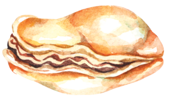 Fresh sea food.Mussels hand drawn in watercolor.Sea creatures.Food ingredient. png