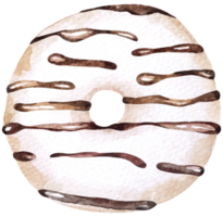 rosquinha em aquarela com granulado colorido.chocolate donut.dessert comida doce para padaria snacks.dessert. png