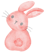 cute watercolour pink bunny rabbit cartoon hand drawing illustration png