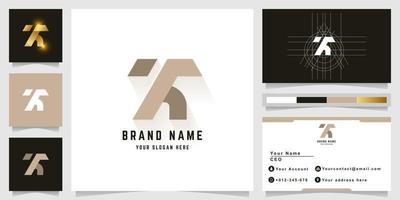 Letter Th or Tk monogram logo with business card design vector