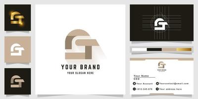 Letter CT or GT monogram logo with business card design vector