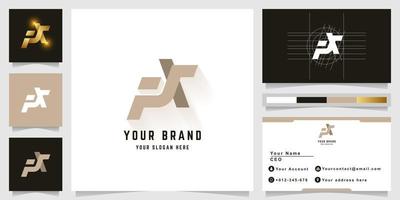 Letter FX or PX monogram logo with business card design vector