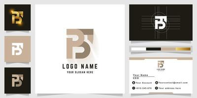 Letter BS or BT monogram logo with business card design vector