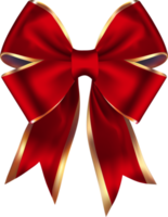 Red and Golden Bow with Ribbon Cutout png