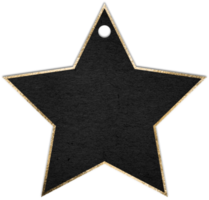 Black and Golden Glitter Glossy Star Label Cutout png