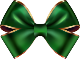 Green and Golden Bow with Ribbon Cutout png