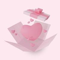 Ilustración 3d caja de regalo sorpresa día de san valentín foto