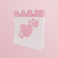 Illustration symbol icon calendar concept valentine with 3d rendering photo