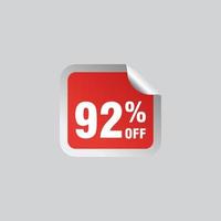 92 discount, Sales Vector badges for Labels, , Stickers, Banners, Tags, Web Stickers, New offer. Discount origami sign banner.