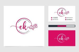 Initial EK Feminine logo collections and business card templat Premium Vector