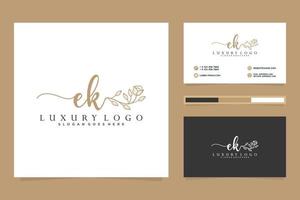 Initial EK Feminine logo collections and business card templat Premium Vector