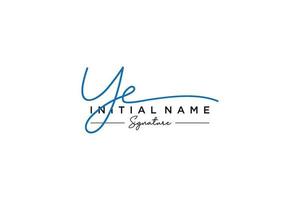 Initial YE signature logo template vector. Hand drawn Calligraphy lettering Vector illustration.