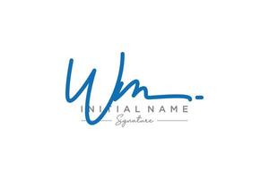 Initial WM signature logo template vector. Hand drawn Calligraphy lettering Vector illustration.