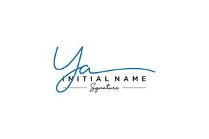 Initial YA signature logo template vector. Hand drawn Calligraphy lettering Vector illustration.