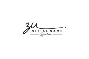 Initial ZU signature logo template vector. Hand drawn Calligraphy lettering Vector illustration.