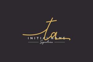 Initial TA signature logo template vector. Hand drawn Calligraphy lettering Vector illustration.