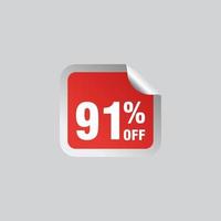 91 discount, Sales Vector badges for Labels, , Stickers, Banners, Tags, Web Stickers, New offer. Discount origami sign banner.