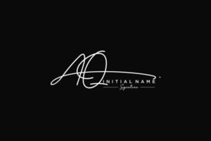 Initial AQ signature logo template vector. Hand drawn Calligraphy lettering Vector illustration.