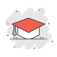 Graduation hat icon in flat style. Student cap vector illustration on white isolated background. University business concept.