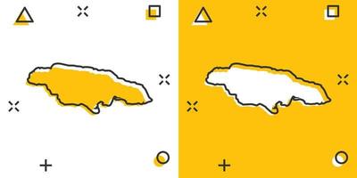 icono de mapa de jamaica de dibujos animados vectoriales en estilo cómico. pictograma de ilustración de signo de jamaica. concepto de efecto de salpicadura de negocio de mapa de cartografía. vector