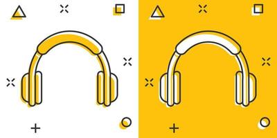 icono de auriculares de dibujos animados vectoriales en estilo cómico. pictograma de ilustración de signo de auriculares. concepto de efecto de salpicadura de negocio de auriculares. vector