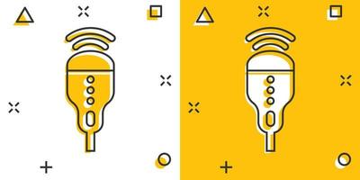 icono de ultrasonido en estilo cómico. ilustración de vector de dibujos animados de equipo de escáner sobre fondo blanco aislado. concepto de negocio de efecto de salpicadura ultrasónica.