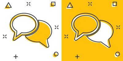 Vector cartoon speech bubble icon in comic style. Discussion dialog concept illustration pictogram. Talk bubble business splash effect concept.