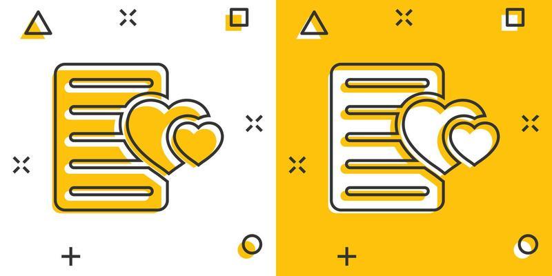 Wishlist icon in comic style. Like document cartoon vector illustration on white isolated background. Favorite list splash effect business concept.