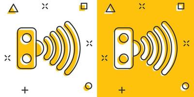 icono del sensor de movimiento en estilo cómico. pictograma de ilustración de dibujos animados de vector de ondas de sensor. efecto de salpicadura de concepto de negocio de conexión de seguridad.