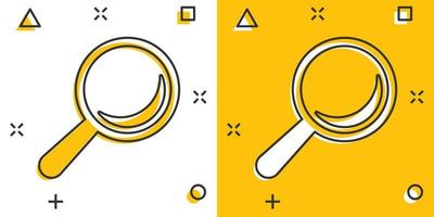 Vector cartoon magnifying glass icon in comic style. Search magnifier illustration pictogram. Find search business splash effect concept.