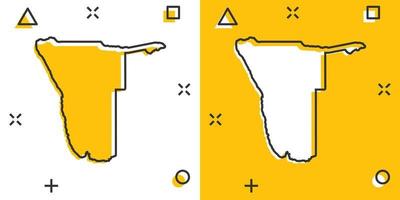 icono de mapa de namibia de dibujos animados vectoriales en estilo cómico. pictograma de ilustración de signo de namibia. concepto de efecto de salpicadura de negocio de mapa de cartografía. vector