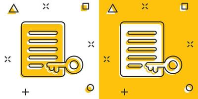 icono de cuenta de contraseña en estilo cómico. ilustración de vector de dibujos animados de palabra clave sobre fondo blanco aislado. concepto de negocio de efecto de salpicadura de combinación de teclas.