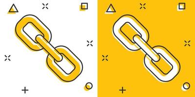 Chain sign icon in comic style. Link vector cartoon illustration on white isolated background. Hyperlink business concept splash effect.