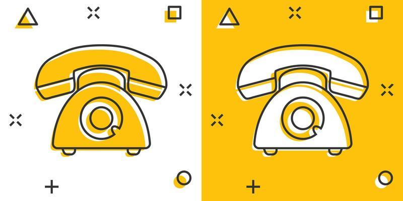Vector cartoon phone icon in comic style. Telephone sign illustration pictogram. Phone business splash effect concept.
