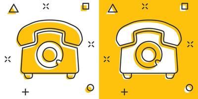 icono de teléfono de dibujos animados de vector en estilo cómico. pictograma de ilustración de señal de teléfono. concepto de efecto de salpicadura de negocio de teléfono.