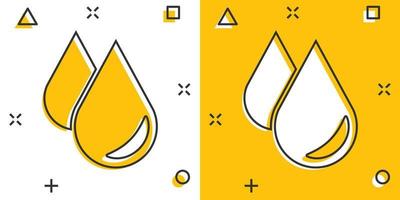 Water drop icon in comic style. Raindrop vector cartoon illustration pictogram. Droplet water blob business concept splash effect.