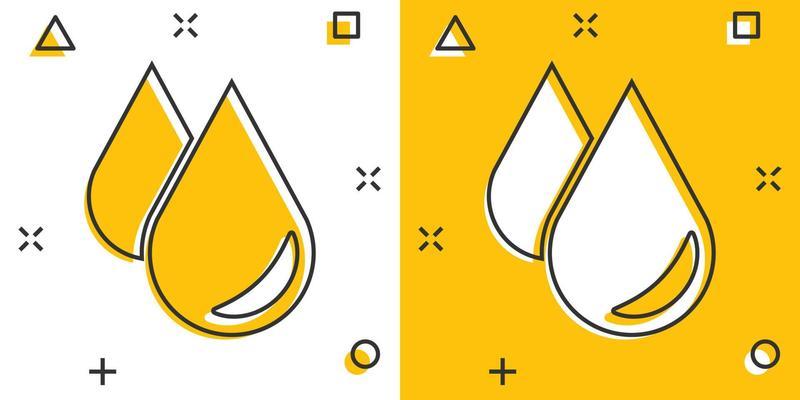 Water drop icon in comic style. Raindrop vector cartoon illustration pictogram. Droplet water blob business concept splash effect.