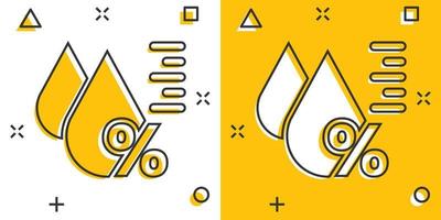 icono de humedad en estilo cómico. ilustración de dibujos animados de vectores climáticos sobre fondo blanco aislado. efecto de salpicadura de concepto de negocio de pronóstico de temperatura.