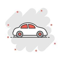 Car icon in flat style. Automobile vehicle vector illustration on white isolated background. Sedan business concept.