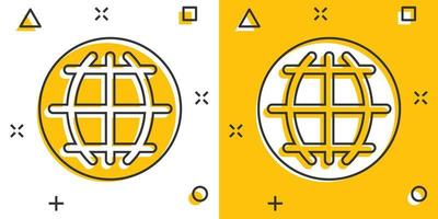 dibujos animados vectoriales elegir o cambiar el icono de idioma en estilo cómico. Pictograma de ilustración de signo de comunicación mundial de globo. concepto de efecto de salpicadura de negocios mundiales. vector