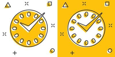 icono en tiempo real en estilo cómico. reloj vector ilustración de dibujos animados sobre fondo blanco aislado. ver el efecto de salpicadura del concepto de negocio.