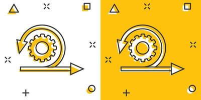 icono ágil en estilo cómico. ilustración de vector de dibujos animados flexible sobre fondo blanco aislado. concepto de negocio de efecto de salpicadura de ciclo de flecha.