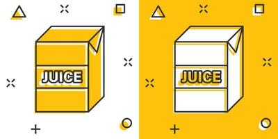 Juice icon in comic style. Drink vector illustration on white isolated background. Container splash effect business concept.